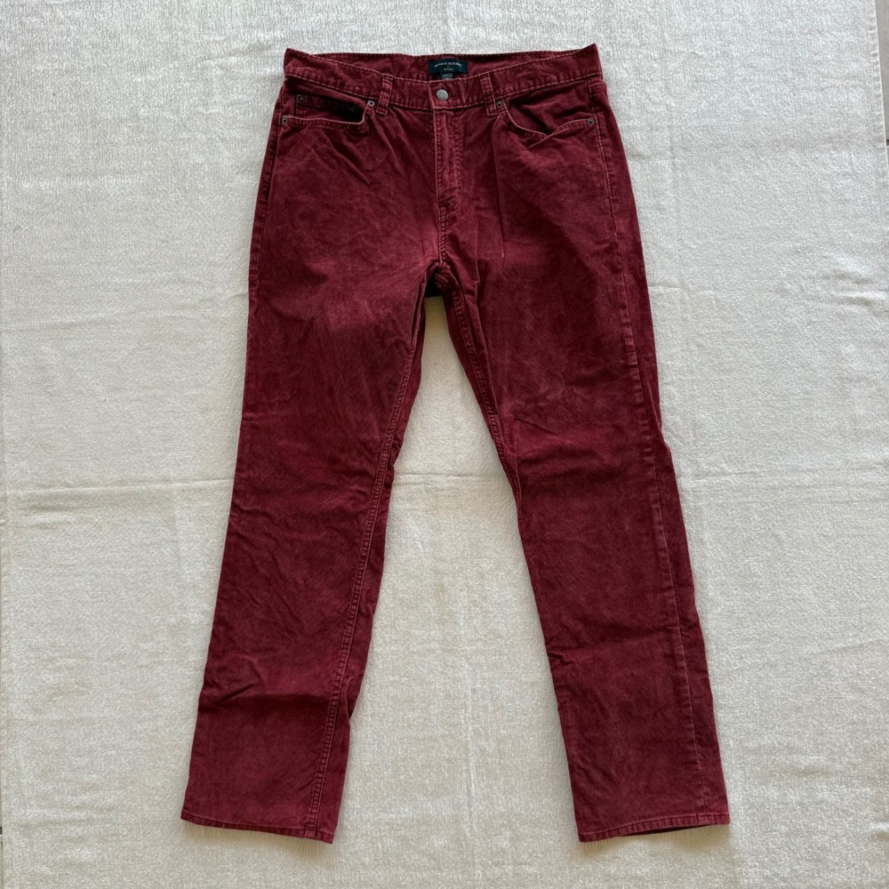 Banana Republic Mens Slim Fit Corduroy Pants 34x32 Burgundy Red Cotton Stretch